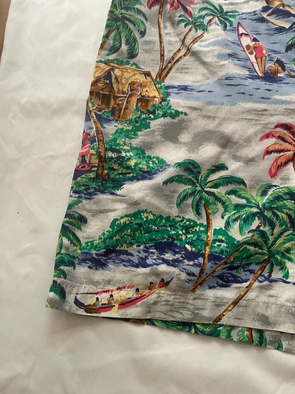 Mens Hawaiian Scenic Beach Surf Coastal Print Elastic Waist Shorts Nautica-L/XL